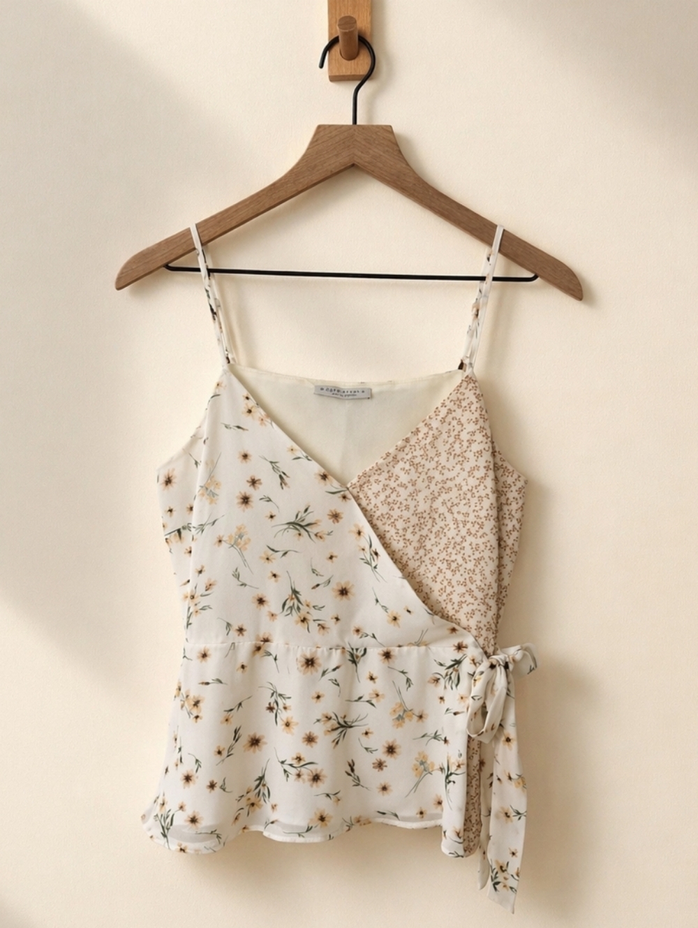 Paper Crane Floral Wrap Camisole Top | Size Medium | Tie Side Peplum Blouse
